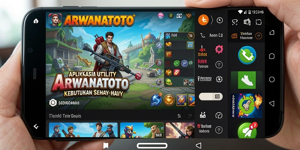 Tampilan utama aplikasi ARWANATOTO yang menunjukkan berbagai fitur Utility.