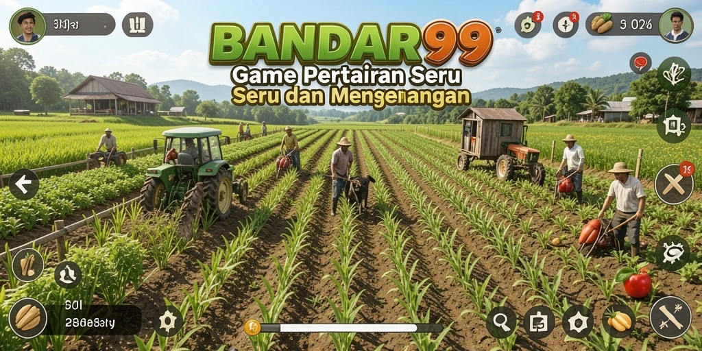 Tampilan gameplay menarik di BANDAR99 dengan berbagai aktivitas pertanian.