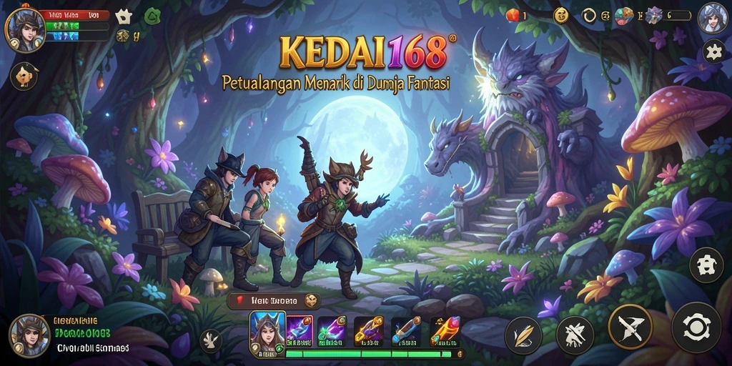 Tangkapan layar utama KEDAI168 menampilkan aksi seru dalam petualangan.