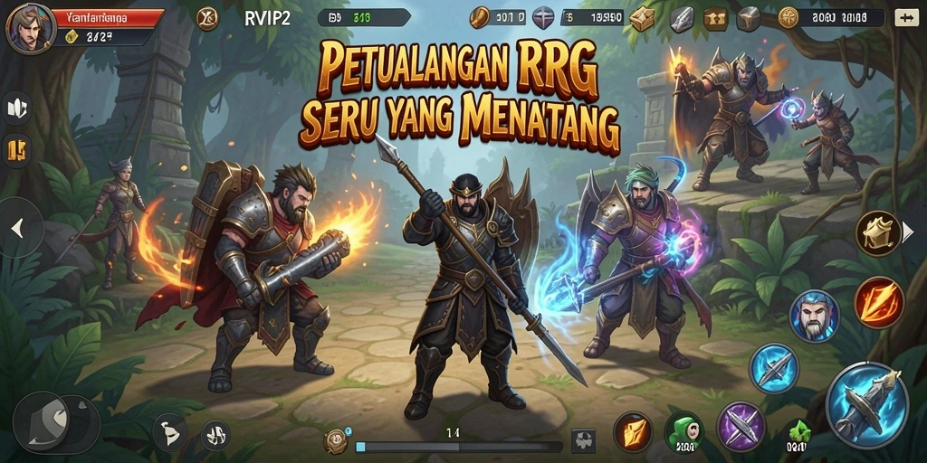 Tampilan screenshot utama RVIP2 yang menunjukkan aksi seru dalam pertarungan RPG.